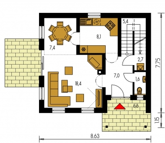 Floor plan of ground floor - KLASSIK 104